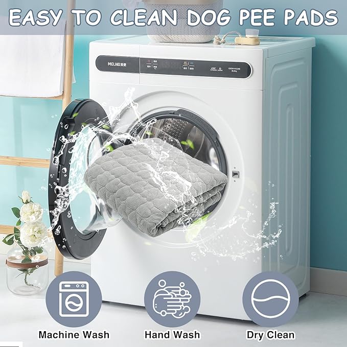 Fhiny Washable Pee Pads for Dogs, 43'' x 63'' Large Reusable Puppy Pads Super Absorbent Dog Potty Pads Non-Slip Whelping Pads Leakproof Dog Training Mat for Playpen Crate Floor Sofa