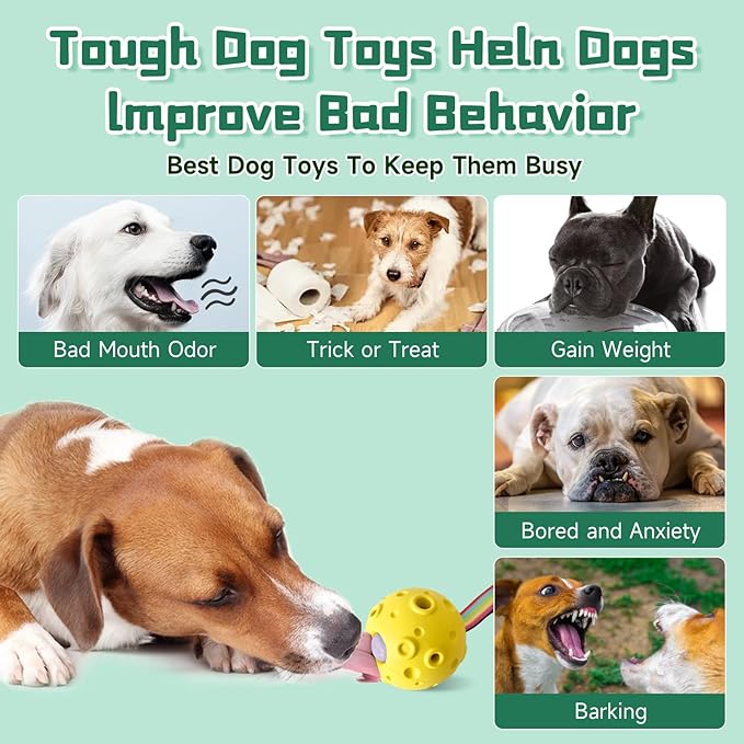 Dog Chew Toys,Treat Tray for Frozen Dog Food,Long-Lasting Durable Fillable Dog Treat Dispensing Dog Toy,Freezable Fillable Rubber Dog Toys with Silicone Treat Tray (Yellow&Treat Mold)