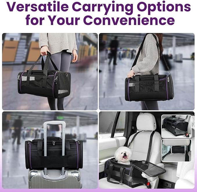 Pet Carrier - Airline Approved Cat and Dog Carrier for Small Dogs, Medium Dogs - Durable Dog Travel Bag, Expandable, Comfortable, Fits Major Airlines
