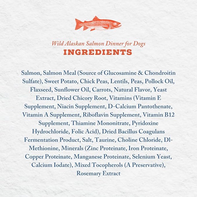 Wild Alaskan Salmon Grain-Free Dog Food | No Chicken or Other Animal by-Products | Rich in Omega 3 & 6 Fatty Acids | Sustainably Sourced Wild Caught Fish | Made in The USA | 4lb Bag