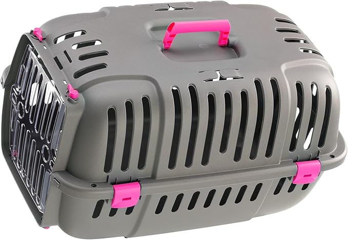 Ferplast Jet Pet Carrier: Value Dog Carrier Suitable for XS Dog Breeds & Small Cats, Assembled Dimensions: 22L x 14.5W x 13H inches, Fuchsia, (73043020PBUS)