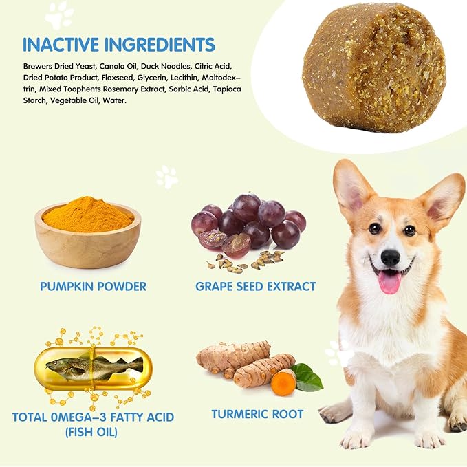 Allergy Relief Dog Treats w/Omega 3 + Pumpkin + Enzymes, Dog Allergy Relief Chews, Itch Relief for Dogs, Anti-Itch Treats - Skin & Coat + Immune Digestive Supplement