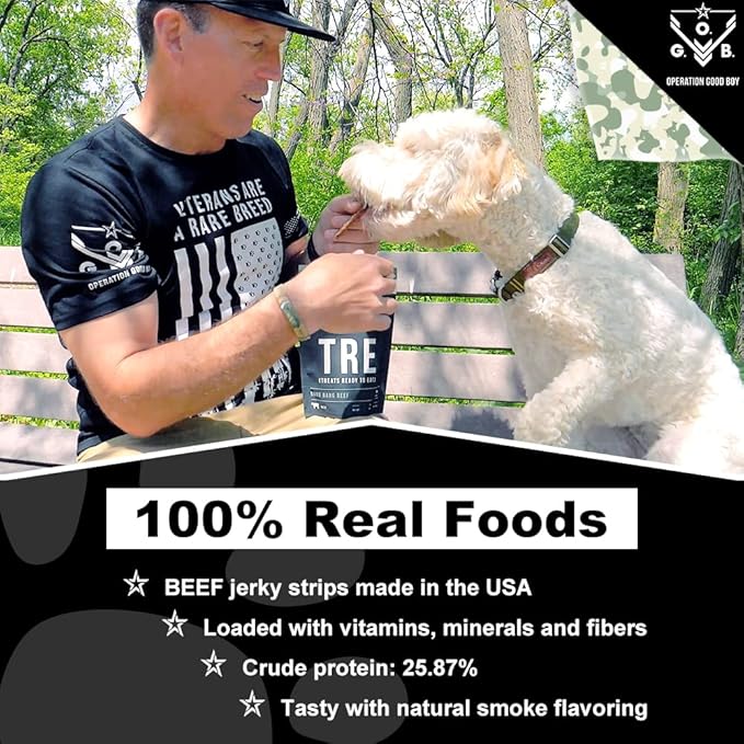Operation Good Boy Dog Treats - Beef Jerky Strips Bang Bang Beef | Natural, Farm-Raised Meat - Vet-Formulated AAFCO approved ingredients | Perfect Training Treats for Medium to Large Dogs