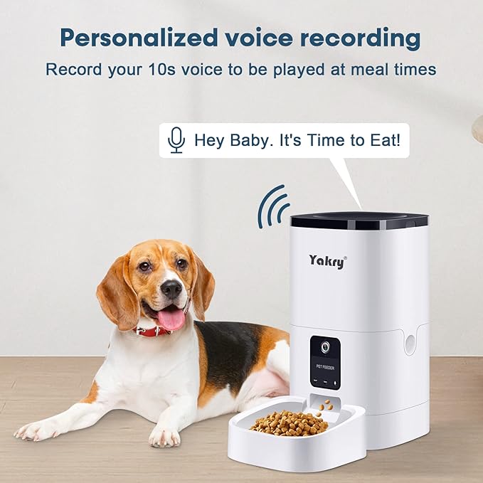 Yakry Automatic Dog Feeder with Camera - 6L/25 Cups Smart Cat Feeder with Timer 2-Way Audio HD 1080P Cam Night Vision - 2.4G WiFi Pet Food Dispenser with App Control