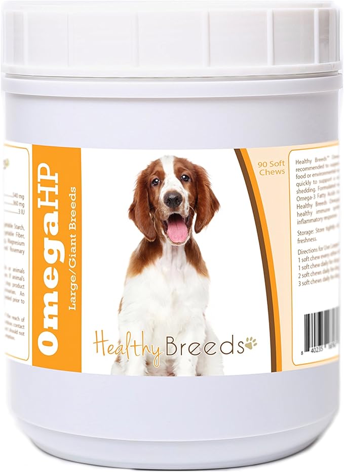 Healthy Breeds Welsh Springer Spaniel Omega HP Fatty Acid Skin and Coat Support Soft Chews 90 Count