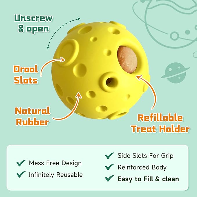 Dog Chew Toys,Treat Tray for Frozen Dog Food,Long-Lasting Durable Fillable Dog Treat Dispensing Dog Toy,Freezable Fillable Rubber Dog Toys with Silicone Treat Tray (Yellow&Treat Mold)