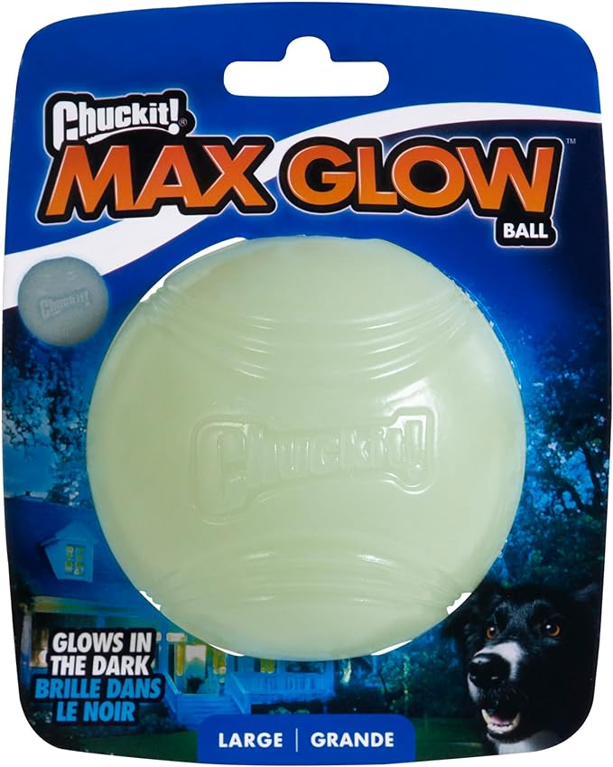 Chuckit! Max Glow Ball Dog Toy, Large (3 Inch Diameter) for Dogs 60-100 lbs, Pack of 1