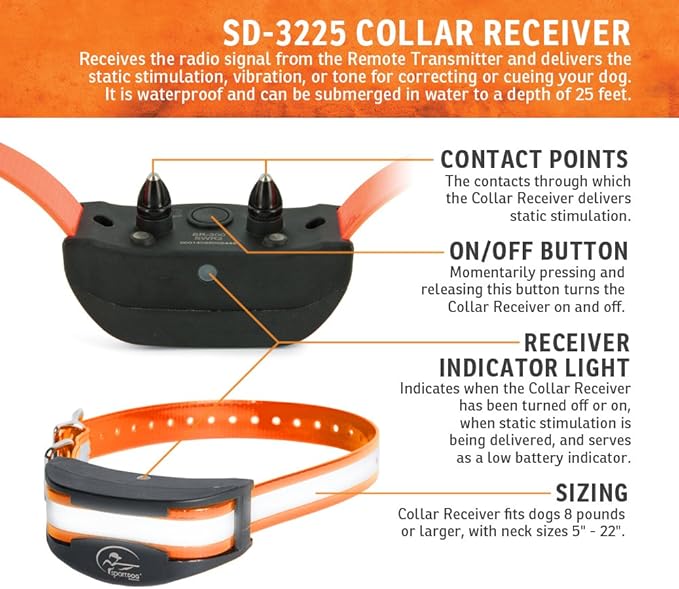 SportDOG Brand HoundHunter 3225 Remote Trainer - 2 Mile Range - Rechargeable, Waterproof Multi Dog Training Collar with Tone, Vibration, and Static