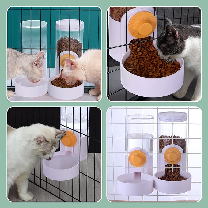 Hanging Automatic Food Water Dispenser,Gravity Rabbit Feeder and Water Dispenser Set,Cage Cat Food and Water Dispenser Food Bowl for Bunny Chinchilla Guinea Pig Hedgehog Ferret