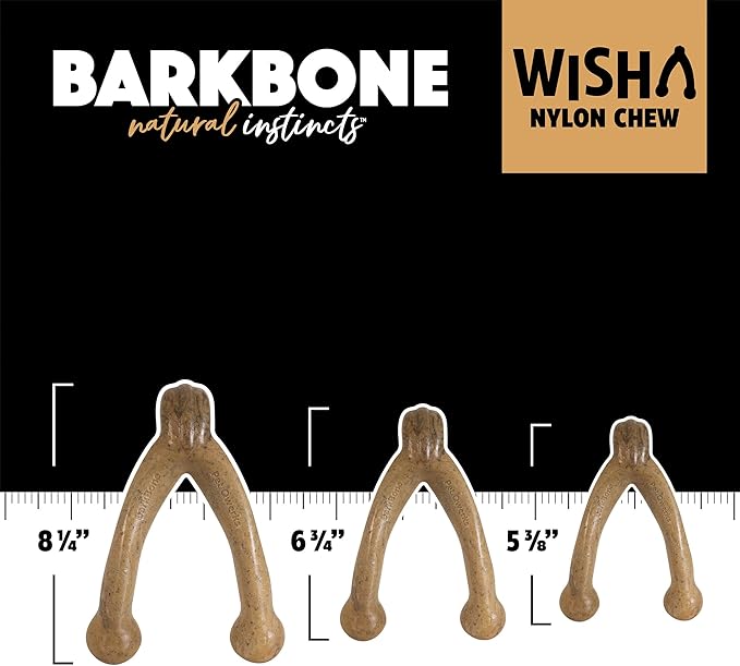 Pet Qwerks Wishbone BarkBone - Nylon Chew Toy for Aggressive Chewers - Bacon Flavor - 8.25"