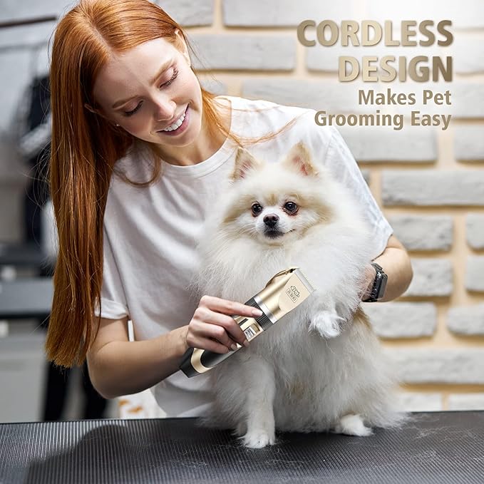 Dog Clippers Low Noise Professional Rechargeable Cordless Quiet Dog Grooming Kit for Cats Pets