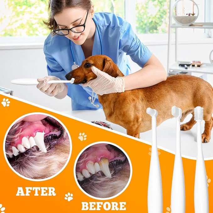 Dog Toothbrush 3PCS Cat Toothbrush, Ultra Soft Bristles Cat Tooth Brush for Dog Cat Dental Care Puppy Tooth Brushing Kit Kitten Toothbrush for Pet Teeth Plaque Cleaning Protecting Pet Dental
