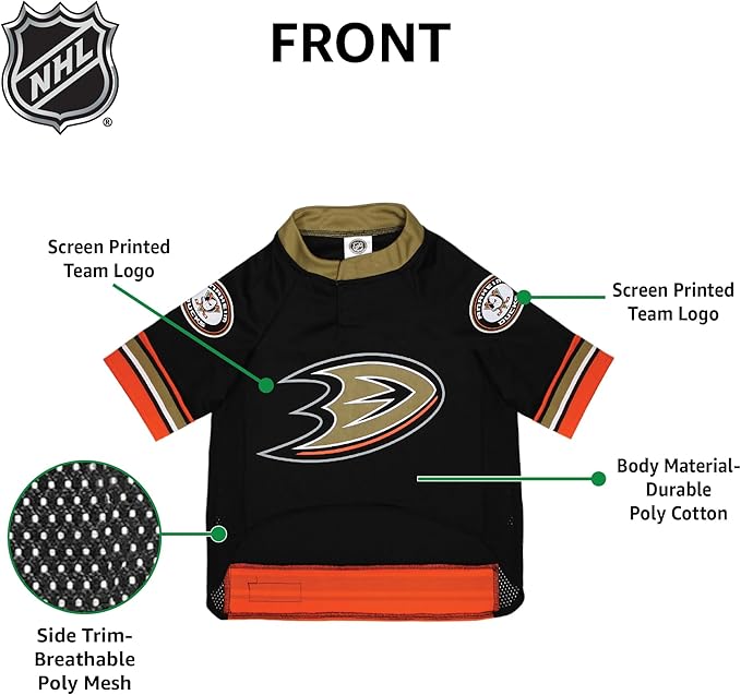 Pets First NHL Anaheim Ducks Jersey for Dogs & Cats, Medium. - Let Your Pet be a Real NHL Fan!