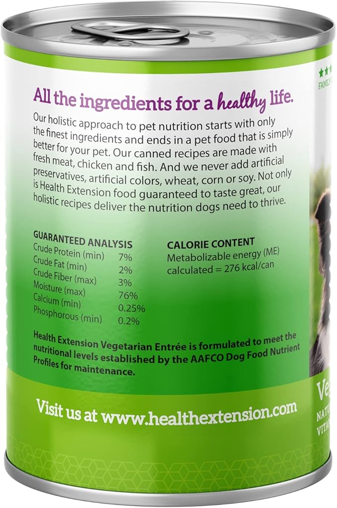 Health Extension Wet Dog Food Canned, Grain-free, Natural Food for all Puppies & Dogs with added Vitamins & Minerals, Vegetarian entree Ingredient (12.5 Oz / 362 g) (Pack of 12)