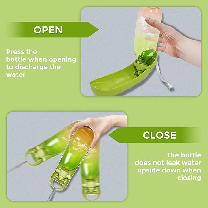 19oz Dog Water Bottle, Collapsible Dog Travel Water Bottle, Portable Dog Water Dispenser with Foldable Drinking Cup Bowl for Walking, Hiking, Lightweight, Leak-Proof, BPA Free, Green