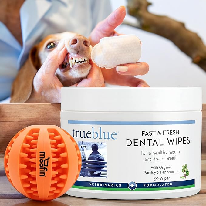 Dog Dental Wipes, 0.01 Oz, Parsley & Peppermint Pre-Moistened Teeth Cleaning Pads For Fresh Breath, Plaque & Tartar Removal, With Teeth Cleaning Pet Chew , Pet Dental Wipes (Pack Of 3)