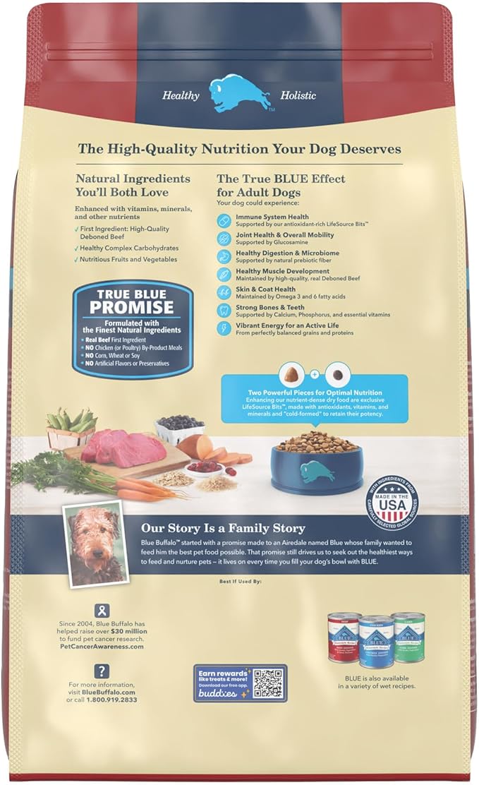 Blue Buffalo Life Protection Formula Natural Adult Dry Dog Food, Beef and Brown Rice 15-lb