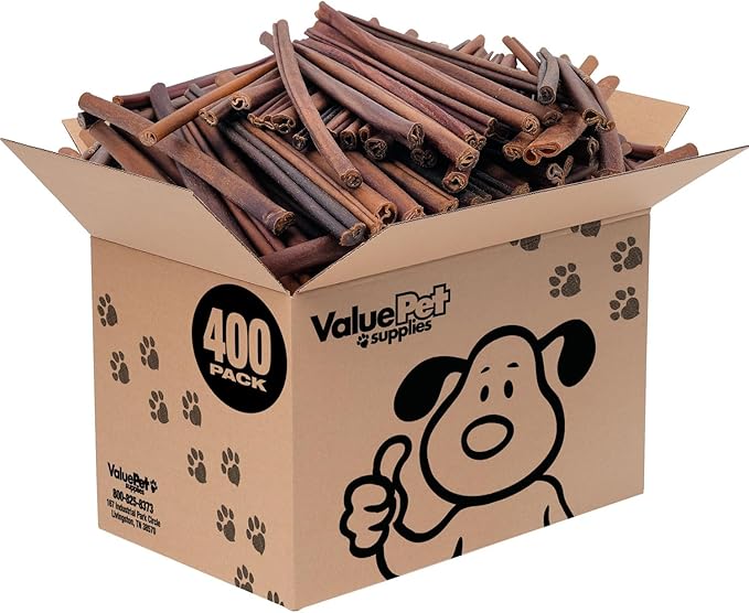 ValueBull Collagen Sticks, Beef Dog Chews, Medium 12 Inch, 400 Count WHOLESALE PACK - Natural & Safe, Single Ingredient, Rawhide-Free, Long Lasting, Healthy for Hips, Joints, Skin & Coat