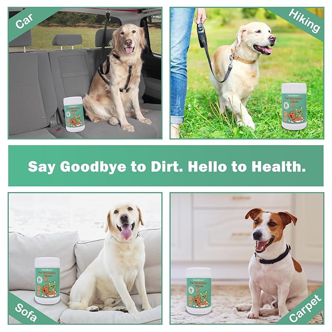 CuteBone Pet Grooming Wipes - Hypoallergenic&Deodorizing Flushable Anal Gland Wipes for Dogs, Relieve Inflammation&Itching, Cleans Paws & Butt, Puppy Wipes 100 Count