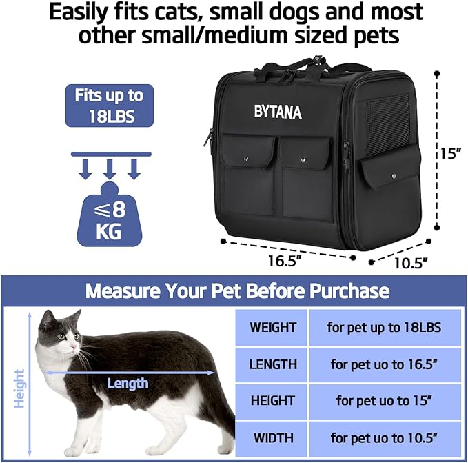 Cat Backpack Carrier for Cats and Dogs, Puppies, Fit Up to 18 Lbs, Dog Backpack Carrier, Cat Backpacks for Carrying Cats, Pet Carrier Backpack Great for Travel Hiking Camping Outdoor
