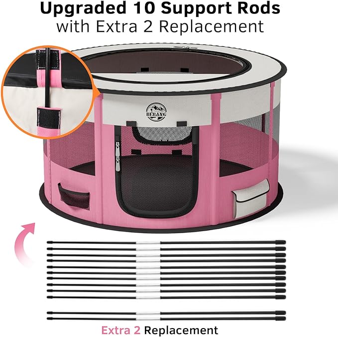 Playpen for Dogs, 44"*44"*24" Large Foldable Pet Play Pens Indoor Outdoor Exercise Pen with Carrying Case Food Bowl for Cat Puppy Rabbit