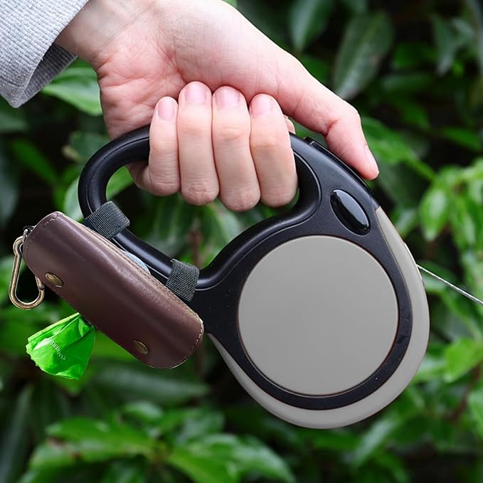 Dog Poop Bag Holder, Portable Dog Poop Bag Dispenser with 1 Metal Clip, Jeans & PU Leather Poop Pag Polders for Leashes