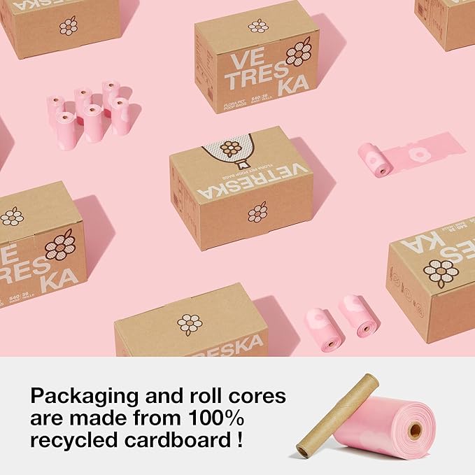 VETRESKA Lavender Scented Dog Poop Bags, Leak Proof, Extra Thick and Large Dog Waste Bags for Dog Walking and Cat Litter, 36 Refill Rolls, 540 Bags, Pink