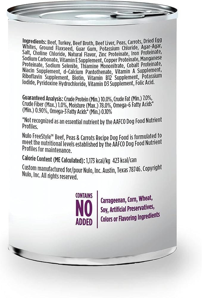 Nulo Grain Free Canned Wet Dog Food (13 oz, Beef) - 12 Cans