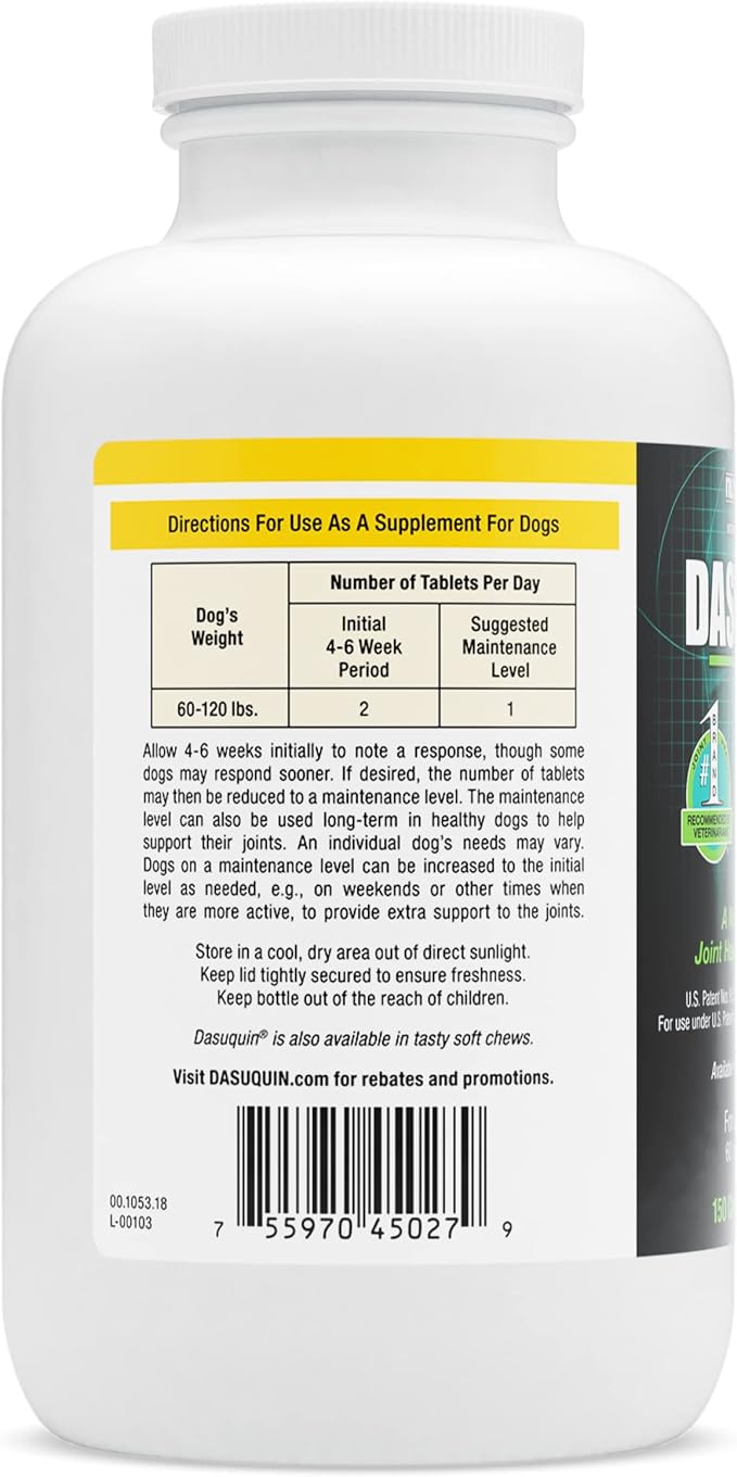 Nutramax Laboratories Dasuquin with MSM Joint Health Supplement for Large Dogs - With Glucosamine,MSM,Chondroitin,ASU,Boswellia Serrata Extract,and Green Tea Extract,2 Pack,300 Total Chewable Tablets
