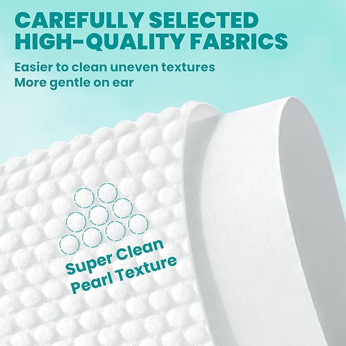 Ear Cleaner Finger Wipes 60 Counts, Dog Ear Cleaner, Grooming Kit Care for Dogs and Cats, Soft & Easy Otic Cleaning Pads, Remove Wax, Dirt & Stop Smelly, Itchy, Non-Irritating, Mint Scent