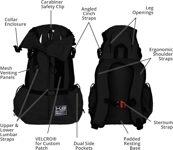 K9 Sport Sack | Dog Carrier Adjustable Backpack (X-Small, Air 2 - Jet Black)