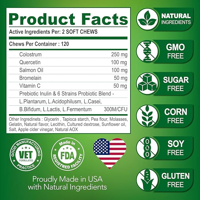 (2 Pack) Dog Allergy Chews - Itch Relief for Dogs - Dog Allergy Relief - Anti Itch for Dogs - Dog Itchy Skin - Dog Allergy Support - Immune Health Supplement - Made in USA - 240 Treats