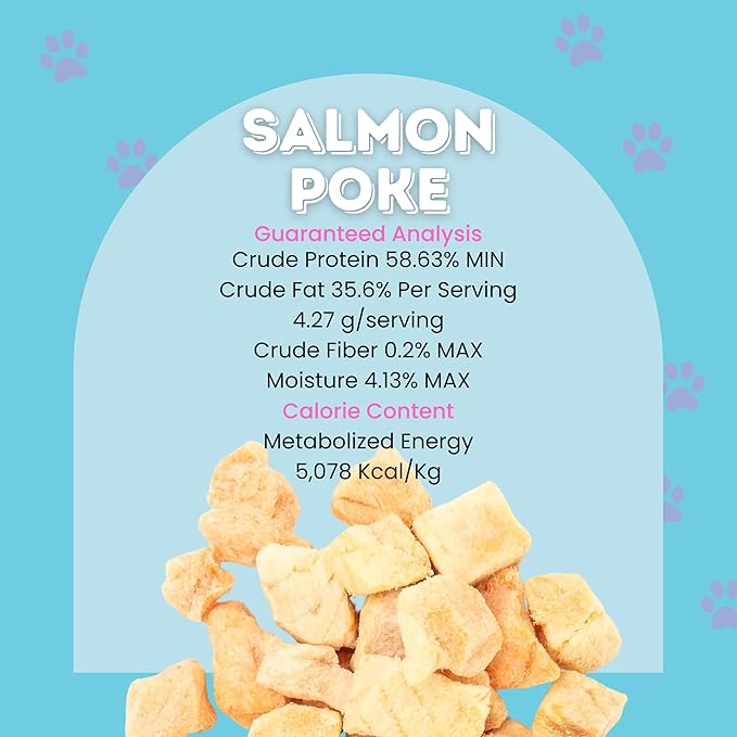 hotspot pets Freeze Dried Salmon Treats for Cats & Dogs -Made in USA-1LB BIG BAG -Resealable-Single Ingredient All Natural Grain-Free- Perfect for Training, Topper or Snack (Salmon Poke)