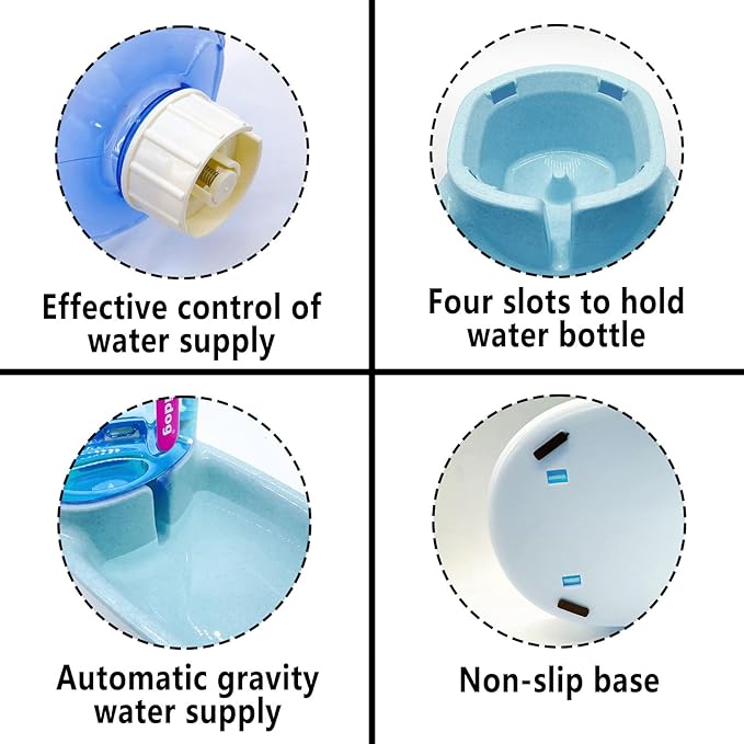 kathson Gravity Dog Water Dispenser Automatic Cat Drinking Water Station 1 Gallon Large Capacity Puppy Water Bowl for Small and Medium Dogs Cats Blue