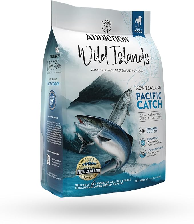 Addiction Wild Islands Pacific Catch Premium King Salmon Mackerel & Hoki Dry Dog Food - 4 lb