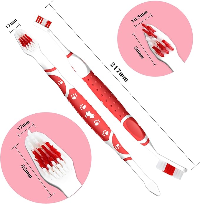 8 pcs Dog Toothbrush pet Toothbrush Small to Large Dogs,Cats with Soft Bristles Non Slip Dual Head Dog Toothbrush