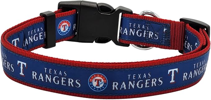 MLB Texas Rangers Licensed PET COLLAR- Heavy-Duty, Strong, and Durable Dog Collar. Available in 29 Baseball Teams and 4 Sizes