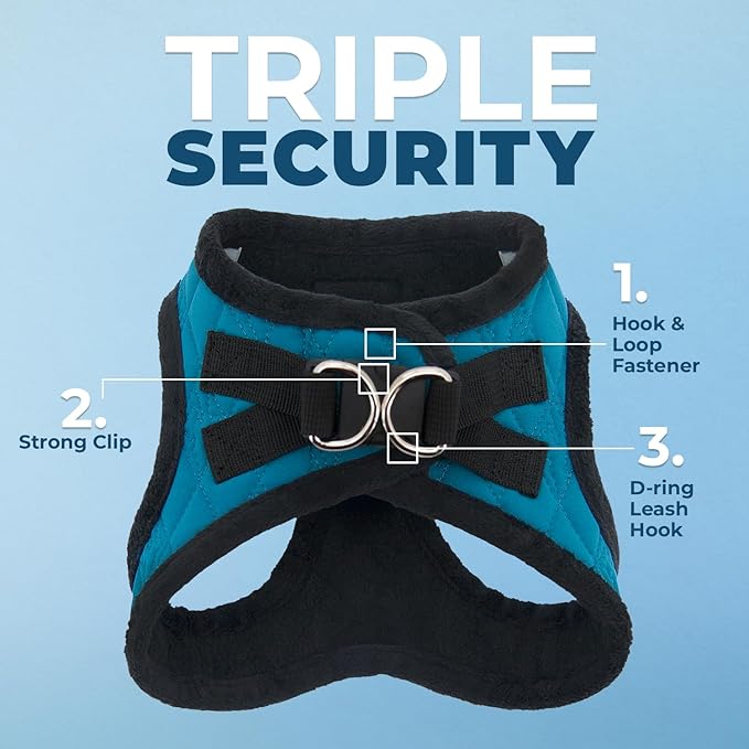Voyager Step-In Plush Dog Harness – Soft Plush, Step In Vest Harness for Small and Medium Dogs by Best Pet Supplies - Harness (Turquoise Plush), XS (Chest: 13 - 14.5")
