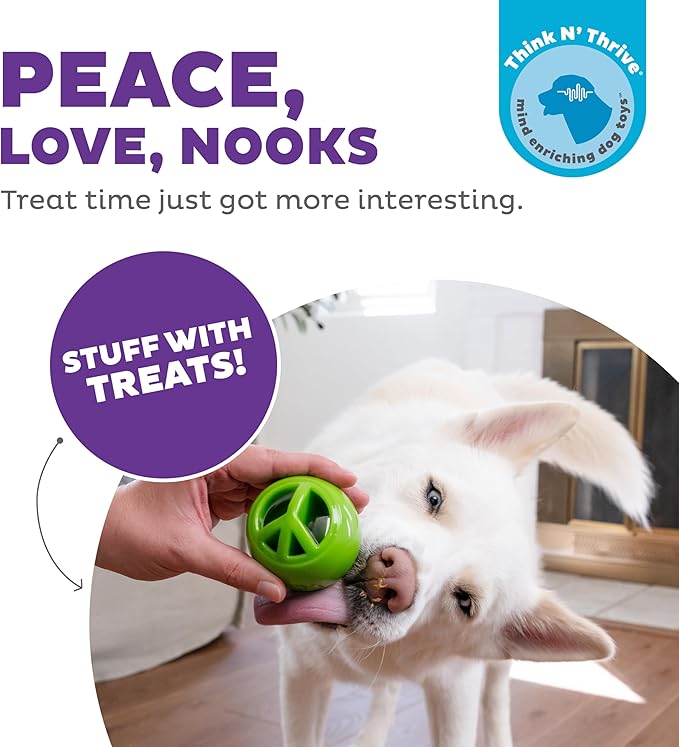 Outward Hound Nooks Peace Interactive Treat Dispensing Dog Toy, Small, Green
