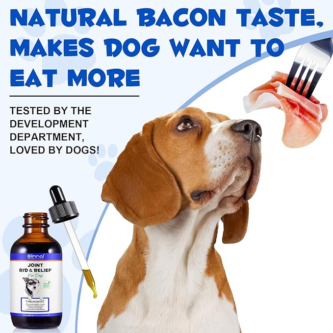 Hip & Joint Glucosamine Drops for Dogs, Supports Joint Health, Dog Joint Pain Relief Treats - Enhances Mobility Support, Joint Supplement for Dogs, Bacon Flavor - 60ml / 2 fl.oz