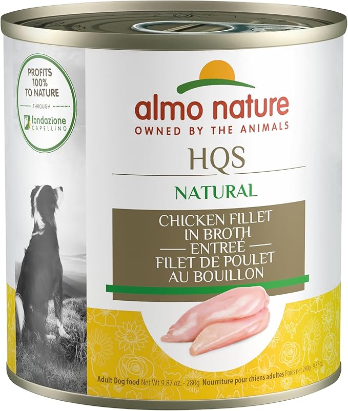 almo nature HQS Natural Wet Dog Food Chicken Fillet Entree in broth 9.87 oz (Pack of 12)