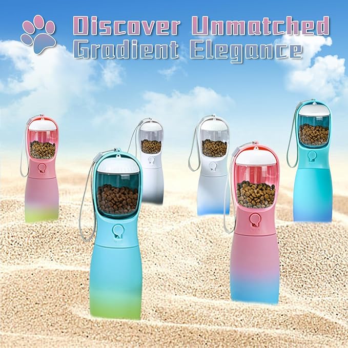 Outdoor Dog Water Bottle, Portable Puppy Essentials for Camping Travel, Food Grade Travel Dog Water Bowl Dispenser, Large Capacity Pet Water Bottle, Gifts for Dog (19Oz, White&Blue)