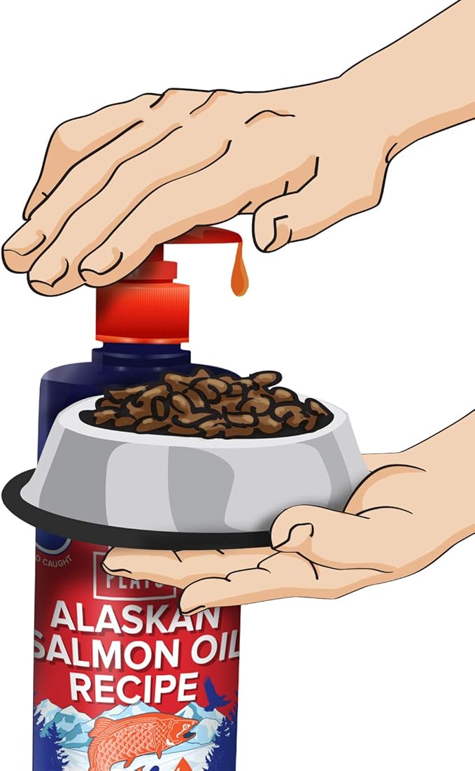 PLATO Wild Alaskan Salmon Oil Kibble Topper - Boost Dog Food with Omega 3 & 6 Fatty Acids - For Healthy Skin & Coat - 8 ounces