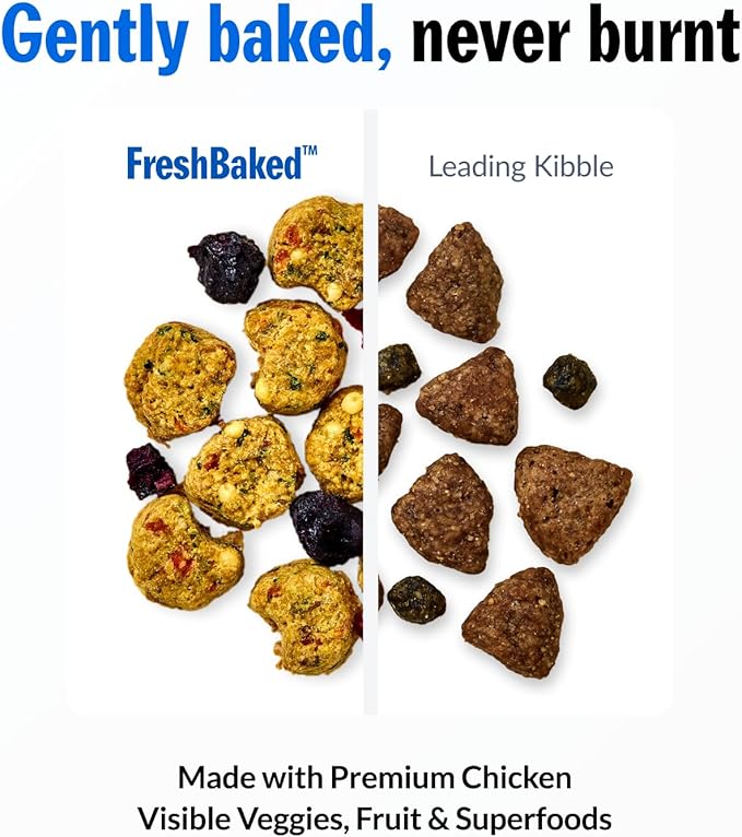 PetPlate FreshBaked Dry Dog Food | Human Grade Dog Kibble | Vet Designed and Formulated with Prebiotics and Postbiotics | Grain Free, No Fillers or by-Products | 2lbs (Chicken)