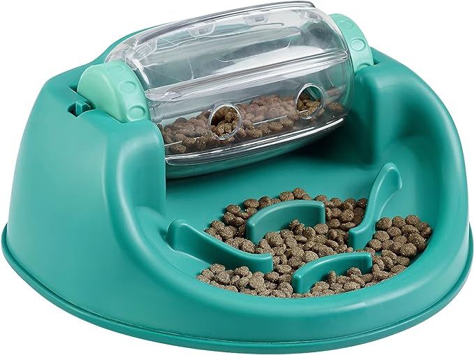 Nina Ottosson by Outward Hound Dog Spin N' Eat Interactive Dog Food Puzzle Slow Feeder, Level 2 Intermediate Dog Enrichment Toy, Green