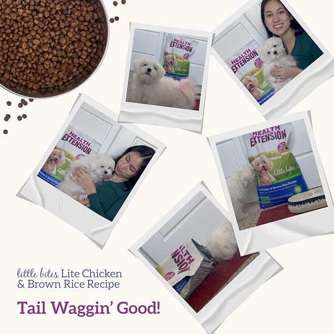 Health Extension Little bites Weight Control Dry Dog Food, Grain-free, Natural Food for Overweight Adult Dogs with added Vitamins & Mineral, Include Lite Chicken & Brown Rice Recipe (15 lbs)