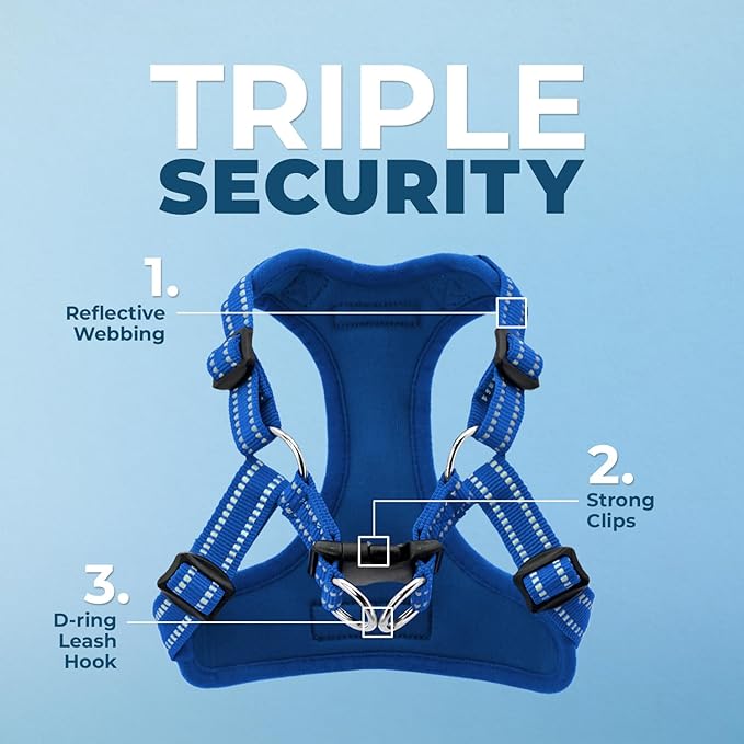 Best Pet Supplies Voyager Adjustable Dog Harness Leash Set with Reflective Stripes for Walking Heavy-Duty Full Body No Pull Vest with Leash D-Ring, Breathable All-Weather - Harness (Royal Blue), S