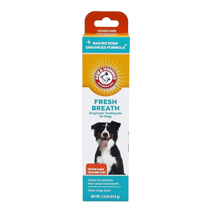 Arm & Hammer for Pets Dental Enzymatic Toothpaste for Dogs | No More Doggie Breath | Dog Toothpaste Safe for All Dogs and Puppies, Advanced Care, Chicken Flavor 2.5 Ounce (Pack of 1)