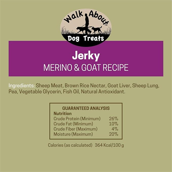 WA10002, Premium Jerky Dog Treats, Grain-Free, Gluten-Free, Single Source Protein, Lamb and Goat Recipe, Resealable Pouch, 5.5 Ounces