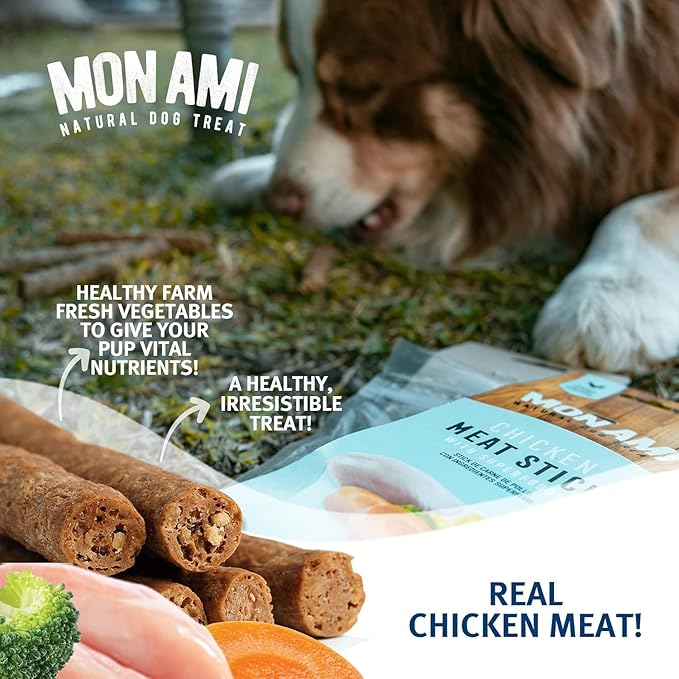 Mon Ami Chicken Meat Sticks for Dogs with Farm Fresh Vegetables (11 Oz) – Human Grade Dog Treats with Superfoods - Training Treats for Dogs - Healthy Dog Treats for Small, Medium and Large Dogs